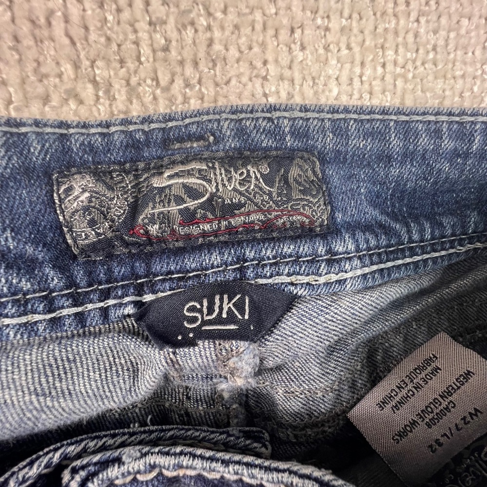 Silver Jeans Co Suki Mid Bootcut Jeans Dark Wash Contrast Stitch Blue Women 29 - Picture 8 of 10